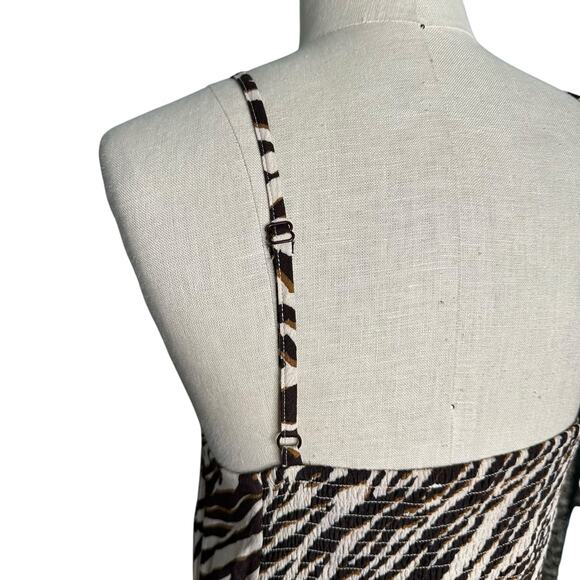 LONG TALL SALLY Cream Brown Zebra Print Patterned Slip Maxi Dress WOmen's Size 8 - Picture 9 of 9